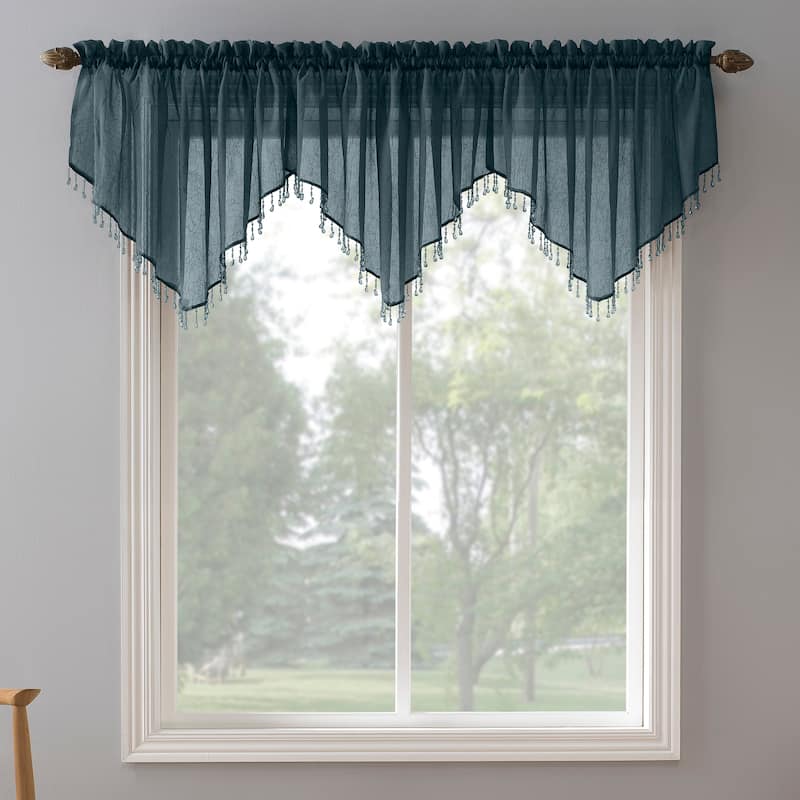 No. 918 Erica Sheer Crush Voile Single Ascot Curtain Valance - 51x24 - Teal