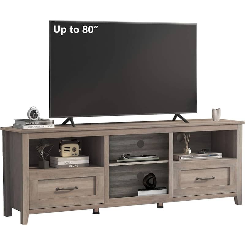 Grey TV Stand with Storage Drawers Cable Management for 65/75 inch TV - M - Grey