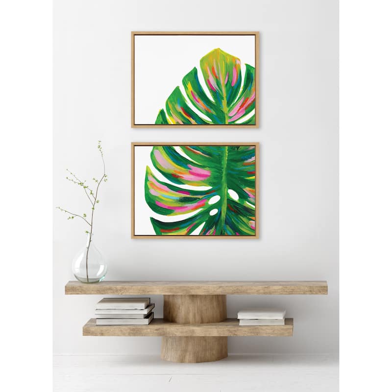 Kate and Laurel Sylvie Monstera Framed Canvas Art Set by Jessi Raulet