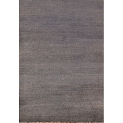Modern Gray Gabbeh Oriental Foyer Rug Hand-Knotted Wool Carpet - 3'2" x 4'10"
