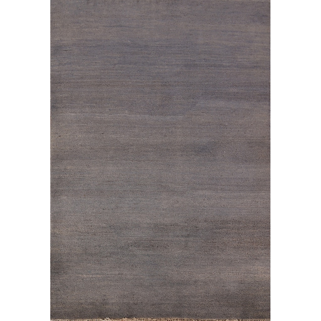 Modern Gray Gabbeh Oriental Foyer Rug Hand-Knotted Wool Carpet - 3'2" x 4'10"