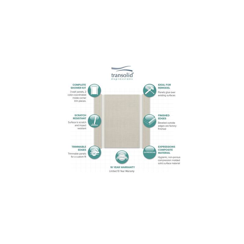 Transolid Expressions 36-in X 48-in X 72-in Glue to Wall Shower Walls - 48" x 36" x 72" - 48" x 36" x 72"