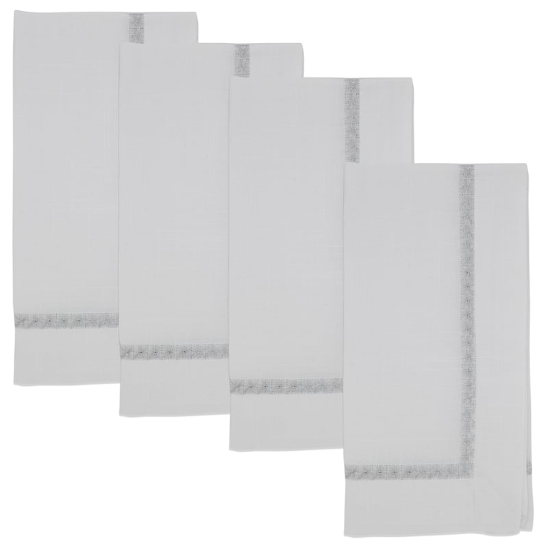 Napkins With Embroidered Border Design (Set of 4)