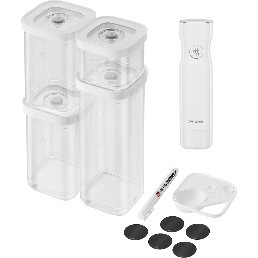 ZWILLING Fresh & Save Cube Box Set, 7-pc, Plastic, Airtight Dry Food Storage Container, Small Cube Set with Pump - Clear - 7-pc
