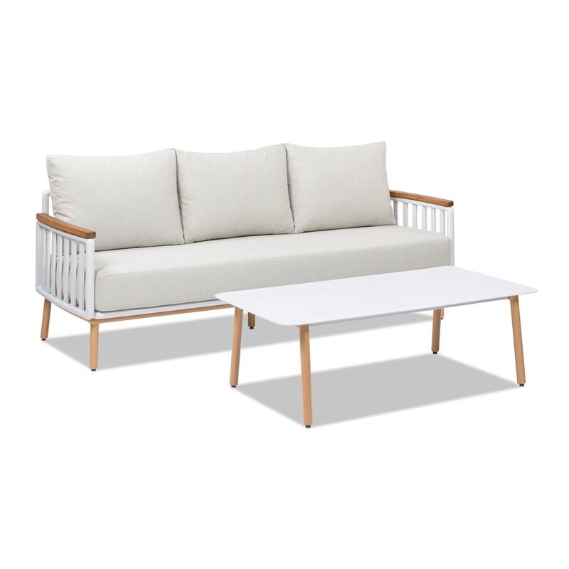 Rhodes Upholstered Teak & Aluminum Outdoor Patio Conversation Set