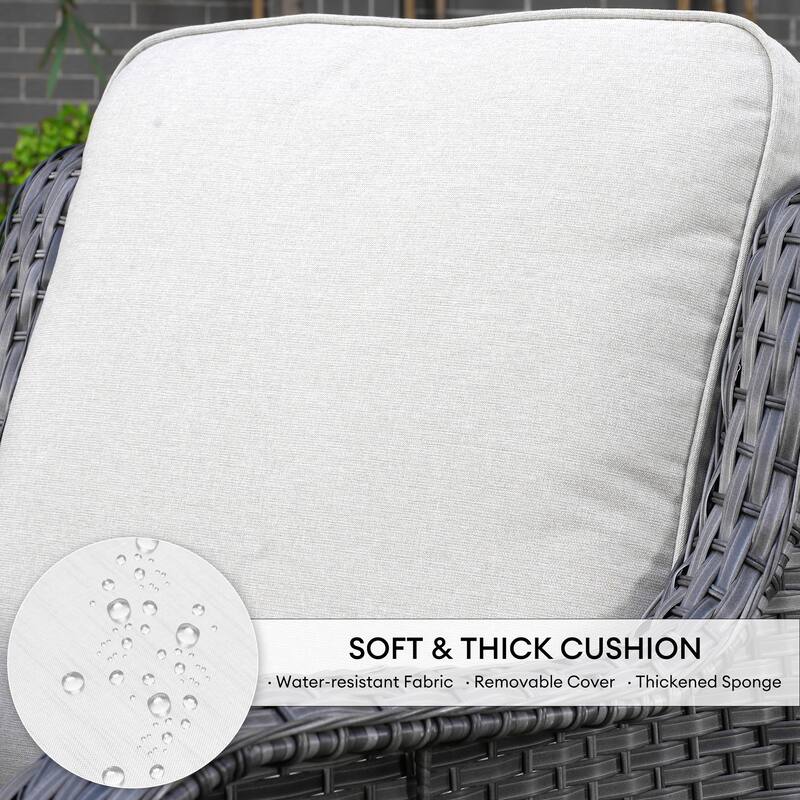 OVIOS 9-piece Patio Wicker Swivel Chair Set With 30" Fire Pit