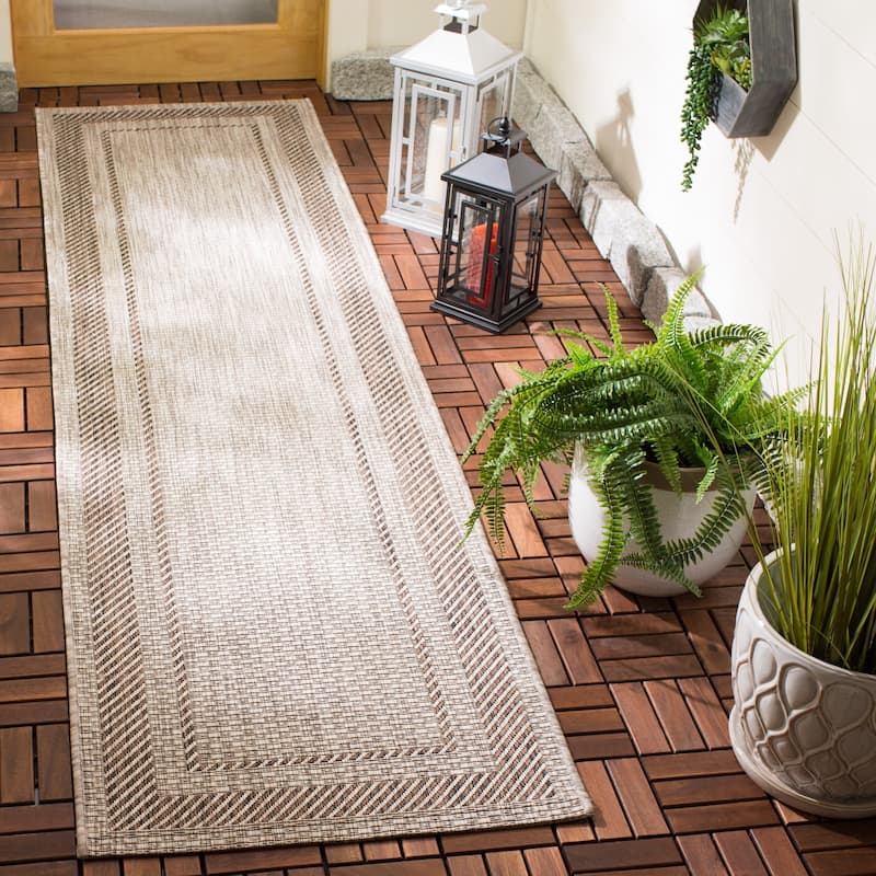 SAFAVIEH Courtyard Shpresa Indoor/ Outdoor Waterproof Patio Backyard Rug - 2'3" x 8' Runner - Beige/Brown