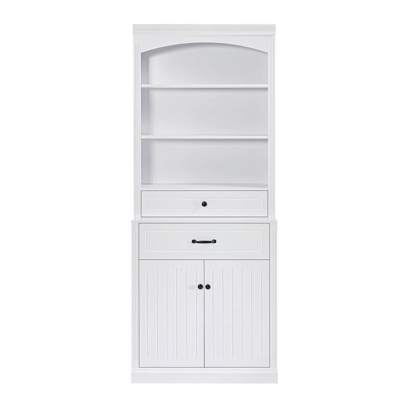 White Bath Cabinet, 2 Doors 3/6 Shelves, Engineered Wood, Bath Laundry