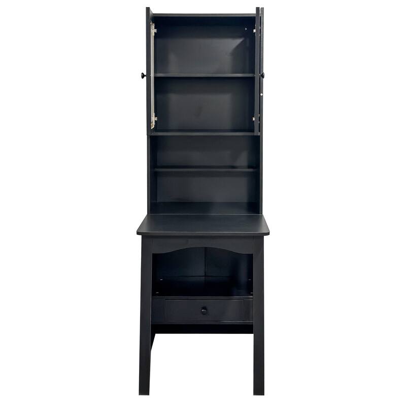 Fold-Out Convertible Writing Desk Cabinet with Shelf, Drawer & Multi-Function Design