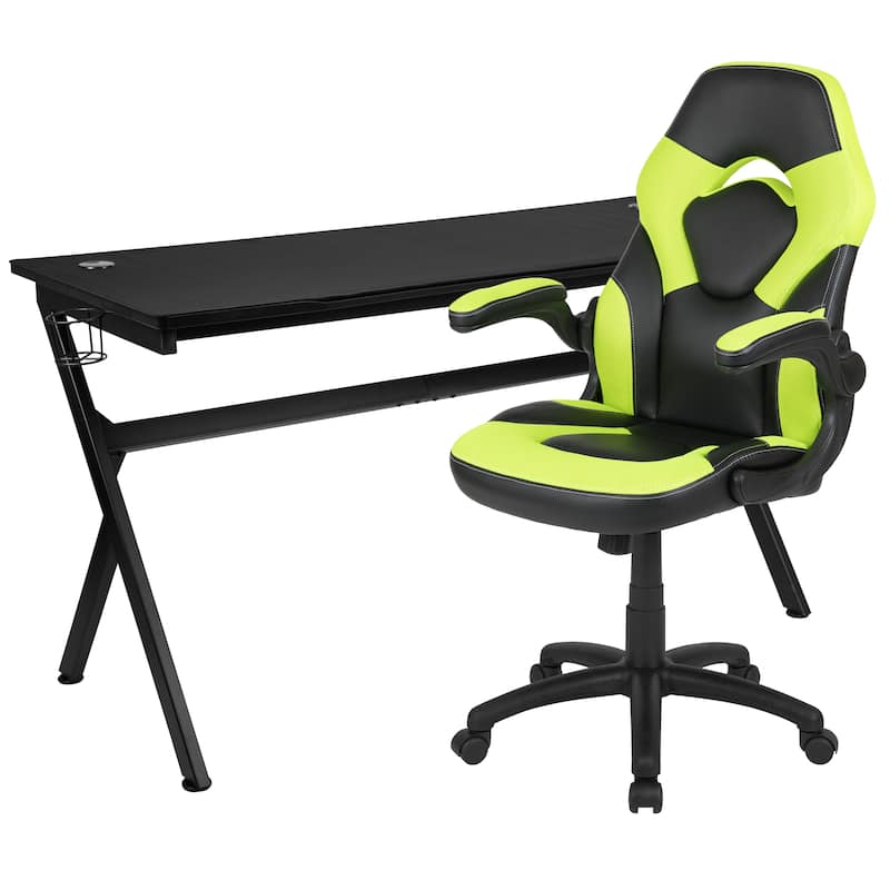 Gaming Desk Bundle - Cup & Headphone Holders/Mouse Pad Top