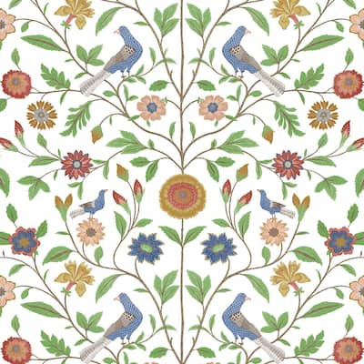 NextWall Bird Toile Peel and Stick Wallpaper