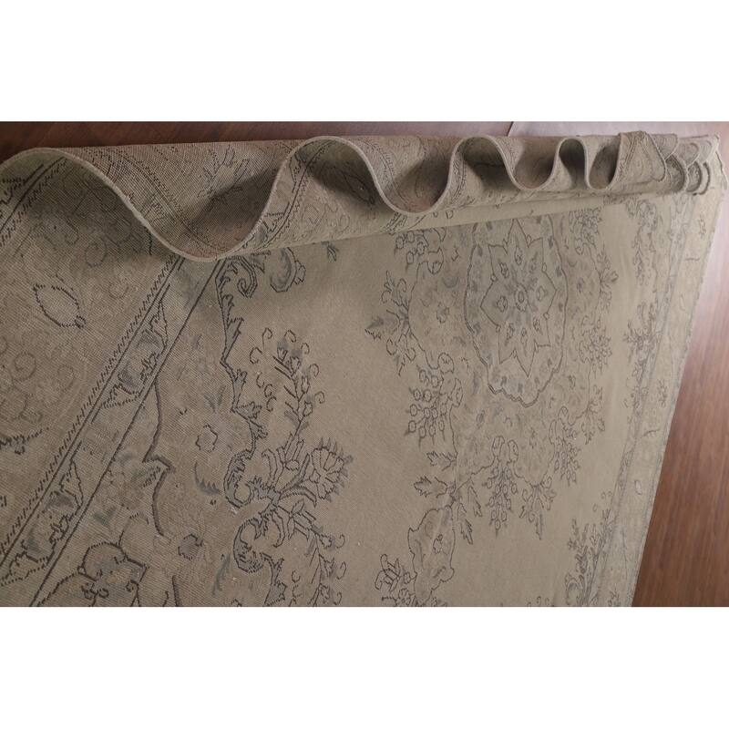 Hand Knotted Oriental 100% Wool Carpet Traditional Floral Beige & Ivories Tabriz Area Rug - 12' 5'' X 9' 7''