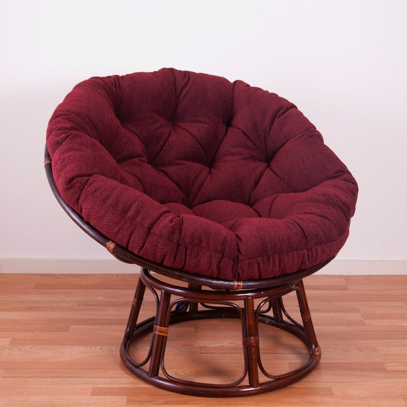 Bali 42-inch Rattan Papasan Chair with Jacquard Chenille Cushion