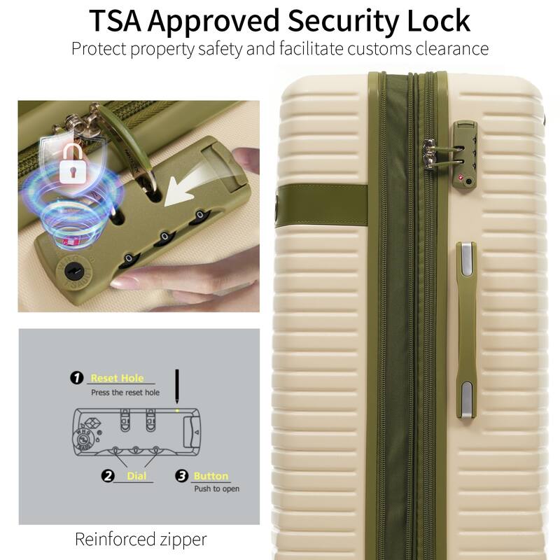 4 Piece Luggage Set, ABS Hard Shell Lightweight Expandable Travel Luggage with 4 Packing Cubes, TSA Lock and Spinner Wheels