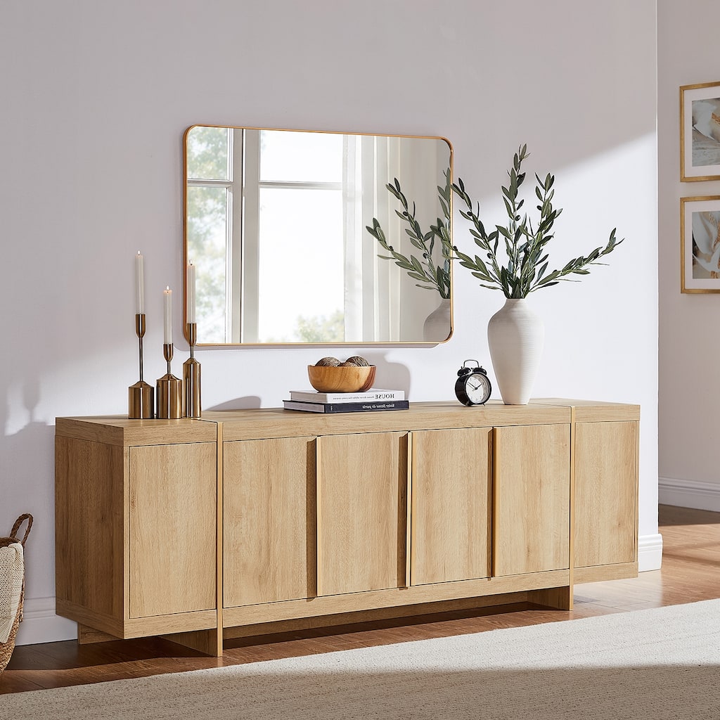 Modern 70" TV Stand, Entertainment Center, Handle-Free Hidden Design