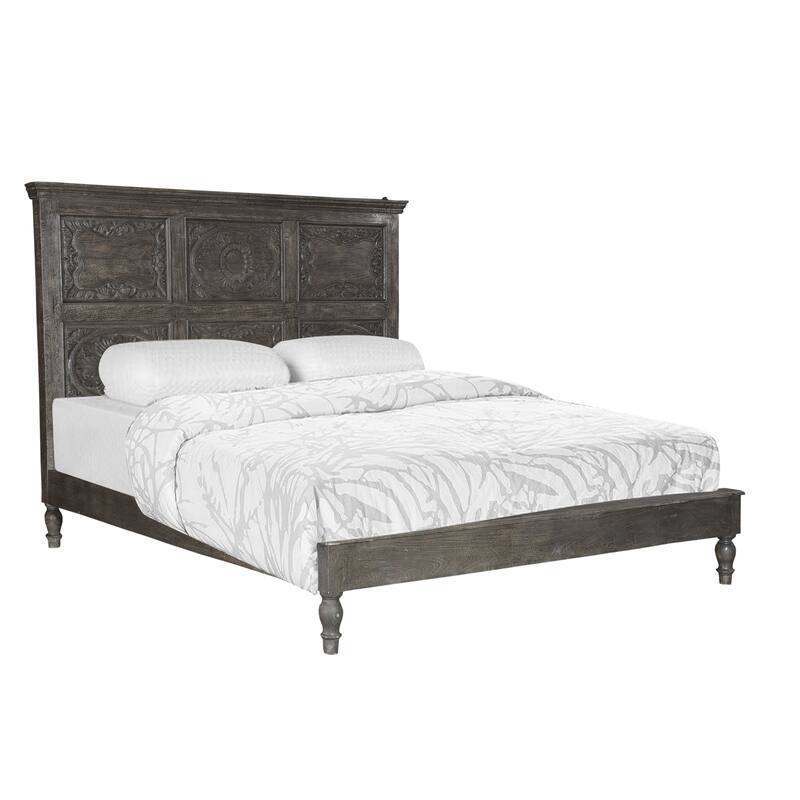 Ashford Carved Panel Bed - Grey - Queen