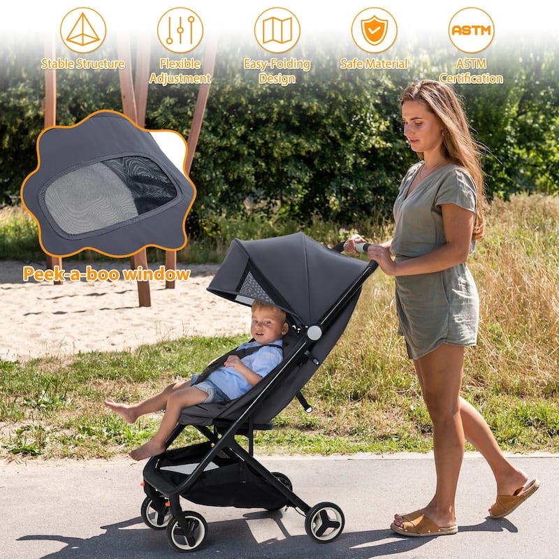 Compact Lightweight Stroller with One-Hand Fold