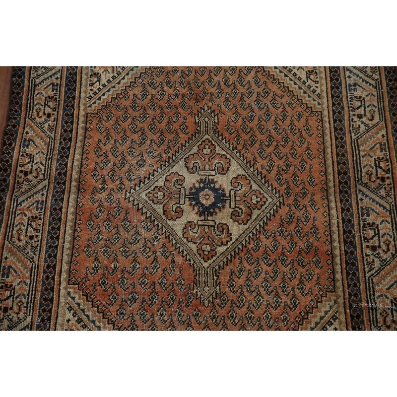 Geometric Botemir Persian Vintage Accent Rug Handmade Wool Carpet - 3'5" x 5'2"