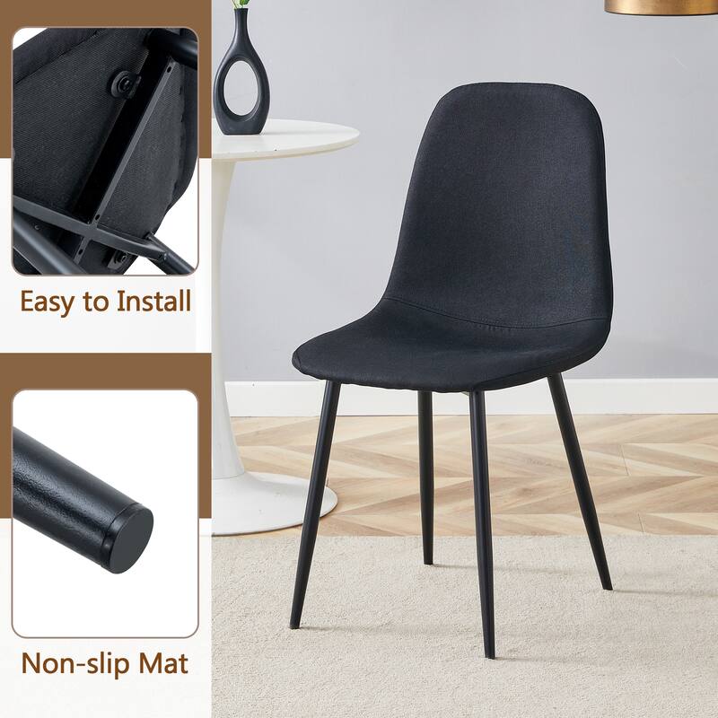 5-piece Natural and Black Spliced Round Dining Table Set with Double-Layer Storage Shelf, Anti-Slip Feet