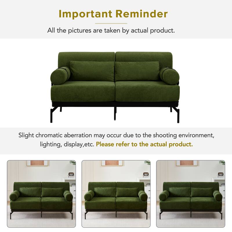 Modern Loveseat Sofa,59" Sofa Couch with Flexible USB Ports,Unique Cylindrical Armrests for Living Room
