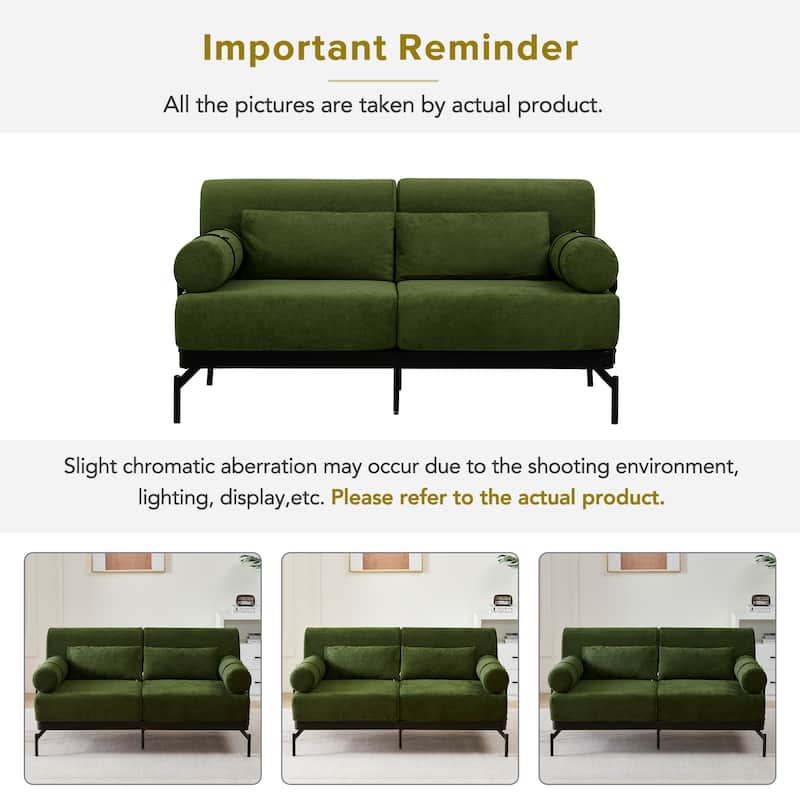 Roomfitters Loveseat Sofa with USB Ports and Cylindrical Armrests, 2-Seater Couch for Living Room
