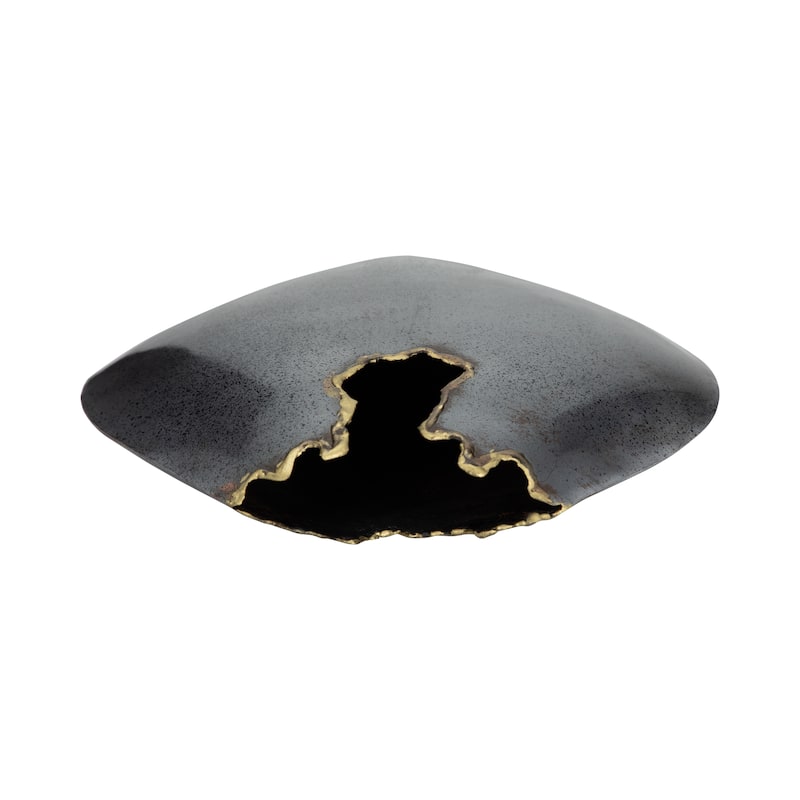 Sagebrook Home Metal Vase - 10" Round Chipped, Elegant Black Decor Piece for Modern Homes