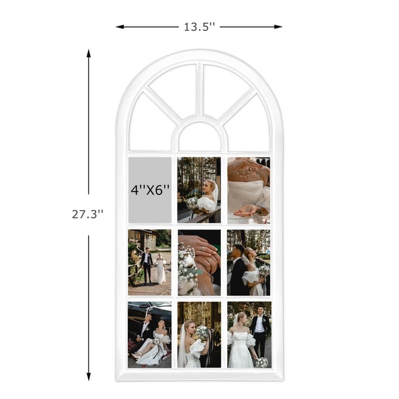 Gallery Distressed Arched Window Pane Wall Hanging Decorative Photo Collage Picture Frame