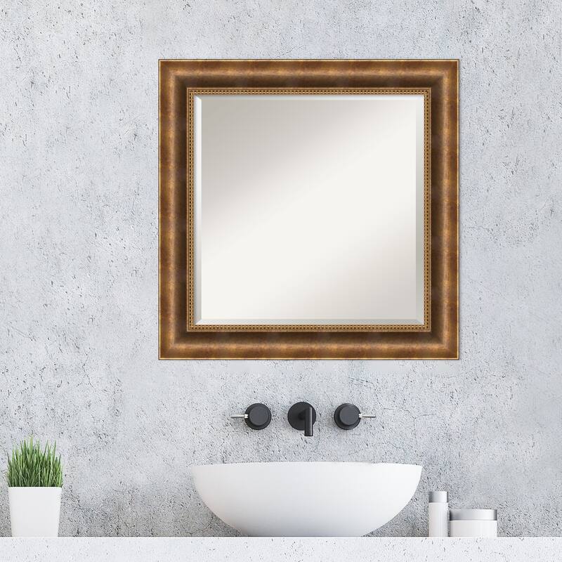 Beveled Wood Bathroom Wall Mirror - Manhattan Bronze Frame