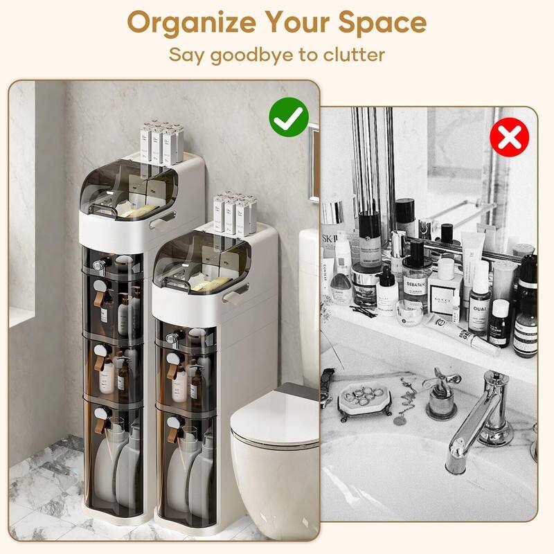 Waterproof Narrow Storage Cabinet with Drawers for Small Spaces - 4 Drawers