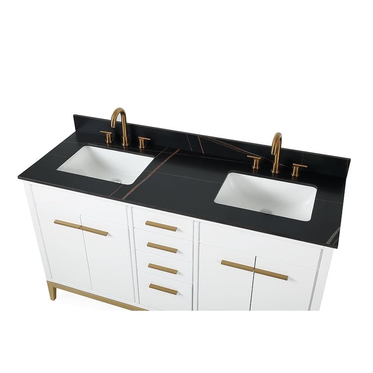 60" Tennant Brand Modern Style White Beatrice Double Sink Bathroom Vanity