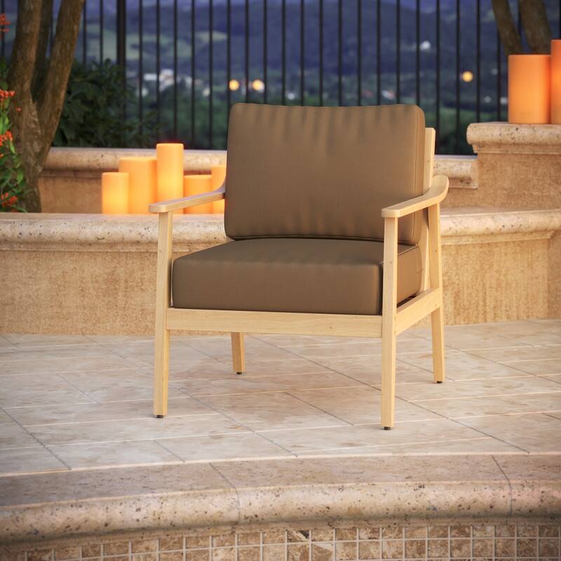 Sunbrella Outdoor Deep Seating Cushion - 25" W x 25.5" D x 5" H - Seat 25 x 25.5 x 5 Back 25 x 17 x 5 - Cast Brown