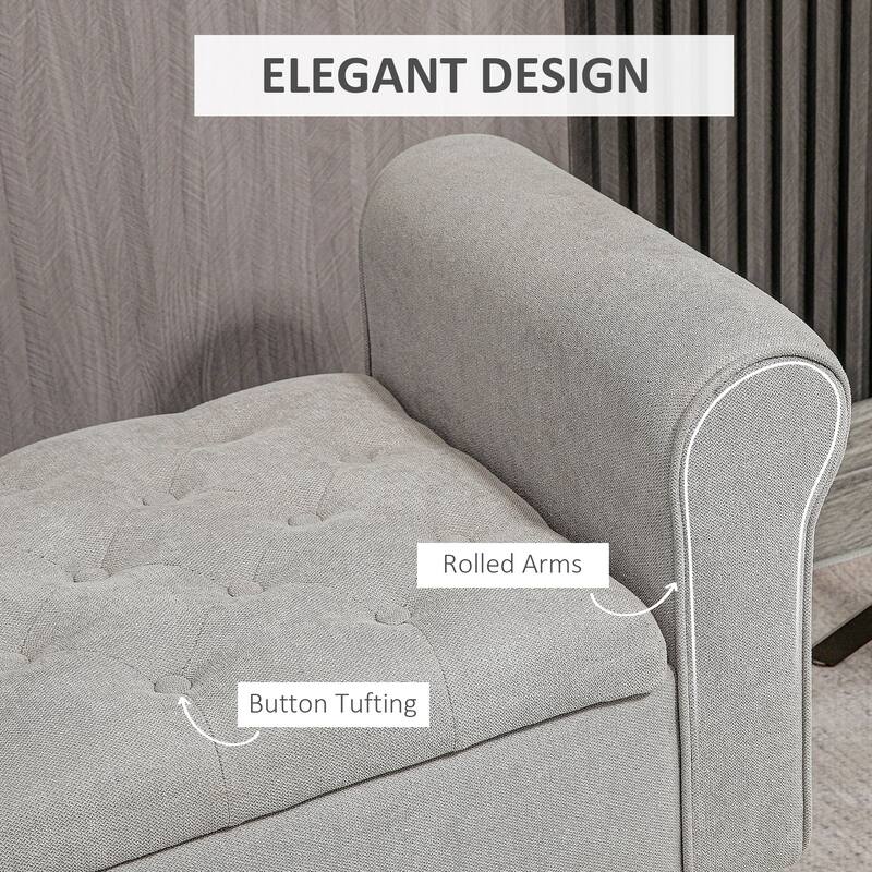 Upholstered End of Bed Bench with Rolled Arms