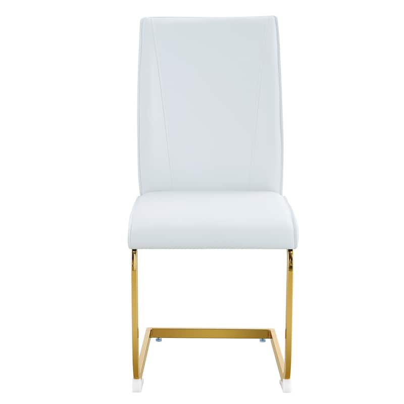 Luxury Arched PU Dining Chairs Set of 6 with Gold Legs and Ergonomic Support Back for Open Kitchens, or Entertaining