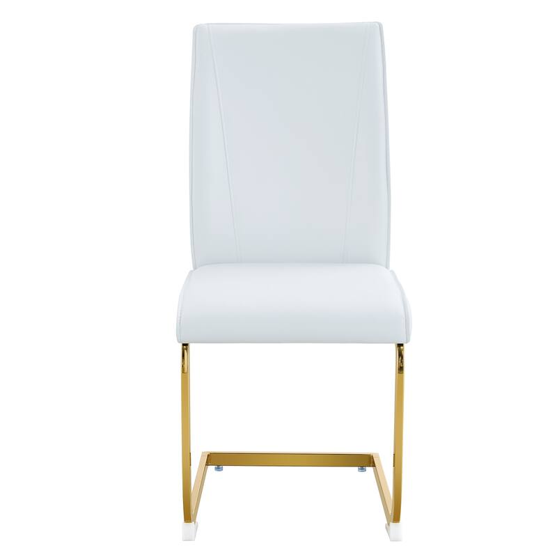 Set of 8 Dining Chair with Arched Metal Gold Leg