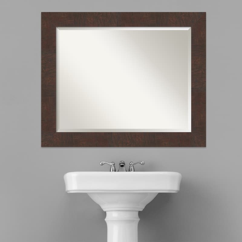 Beveled Bathroom Wall Mirror - Wildwood Brown Frame