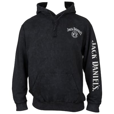 Jack Daniels No. 7 Mineral Wash Front And Back Print PullOver Hoodie