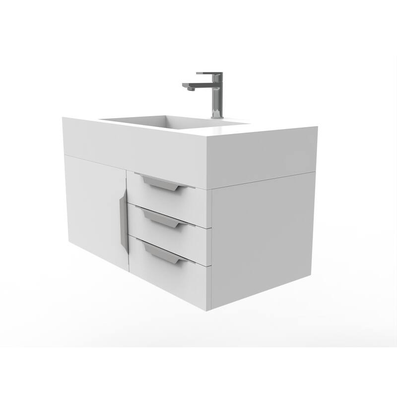 Nile 36-Inch Wall Mounted Bathroom Vanity Set w/ White Top