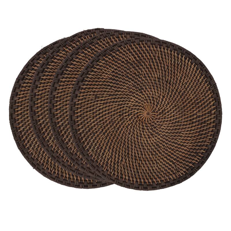 Rattan Placemats With Woven Design (Set of 4)