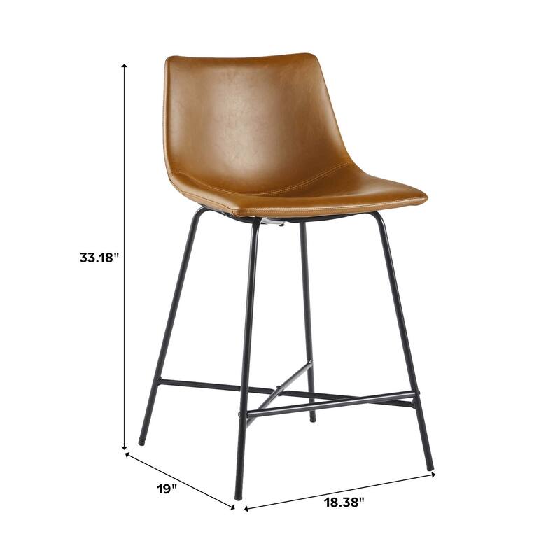 Middlebrook Designs Modern Faux Leather Counter Stool (Set of 2)