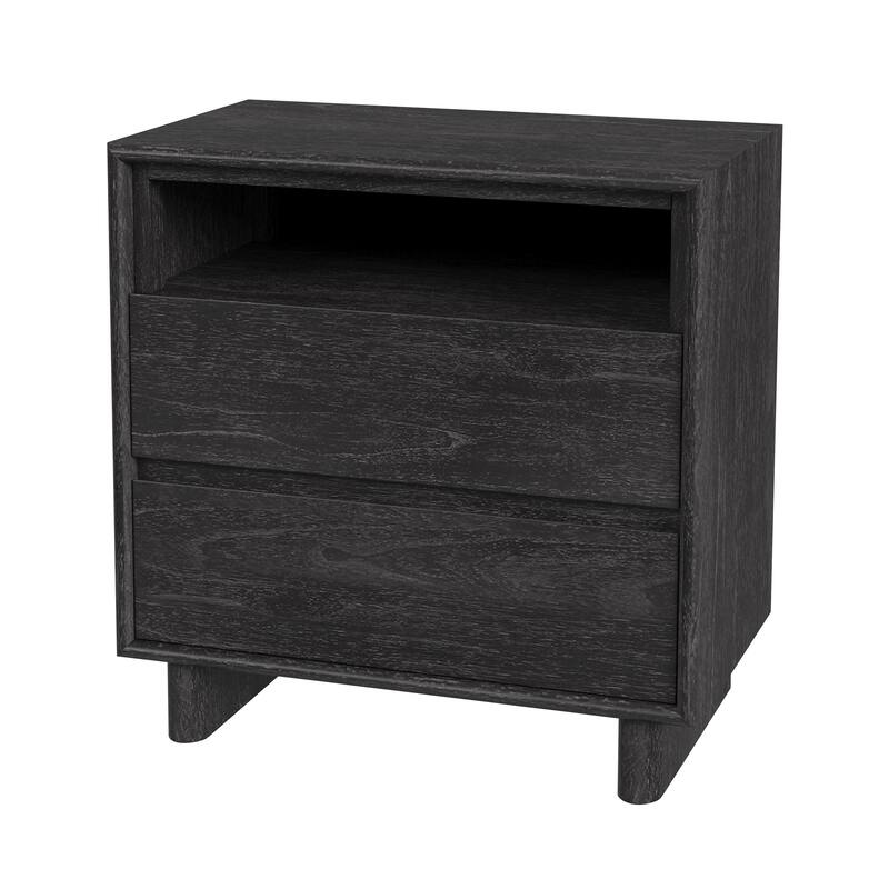 Halmstad 24 in. W Wood Panel 2 Drawer Nightstand with Soft-Closing Drawers