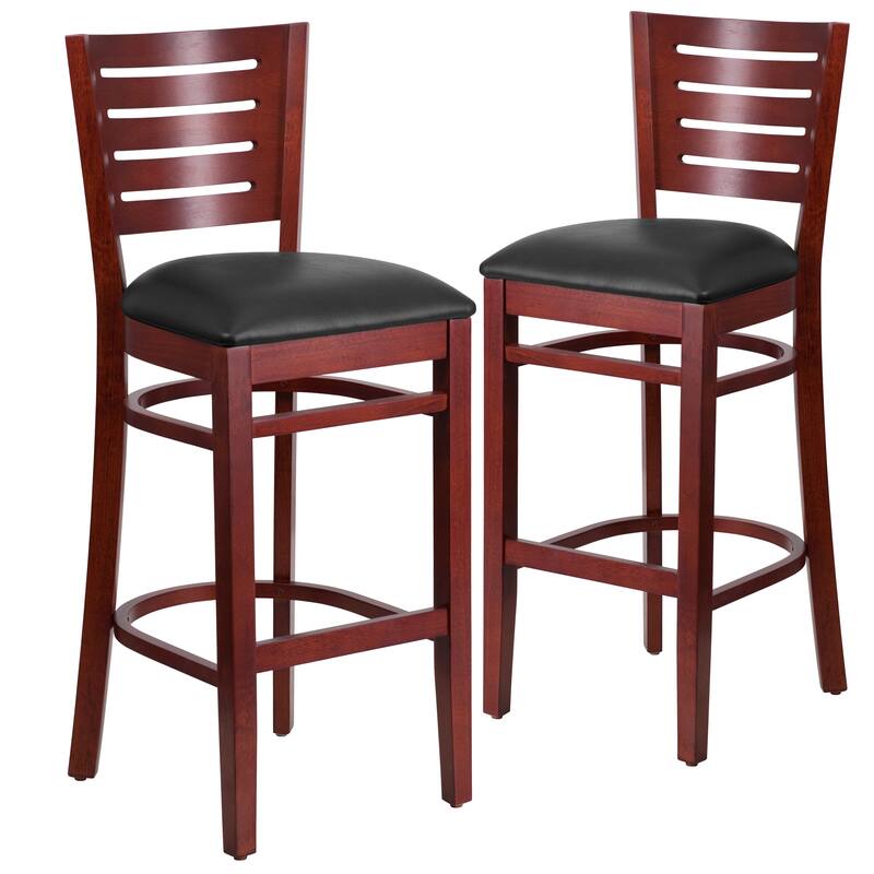 2 Pk. Darby Series Slat Back Wooden Restaurant Barstool - 16.75"W x 18"D x 43.5"H - 16.75"W x 18"D x 43.5"H