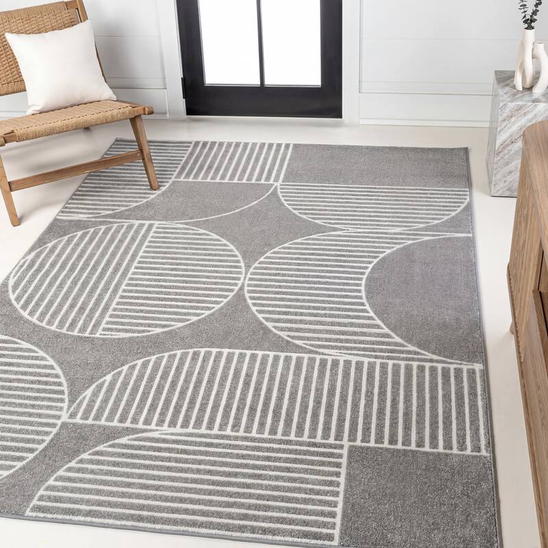 JONATHAN Y Maribo Minimalist Scandi Striped Navy/ivory Area Rug