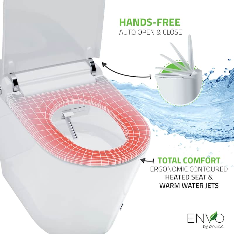 ENVO Echo Elongated Smart Toilet Bidet in Matte Black with Auto Open, Auto Flush, Voice and Wifi Controls