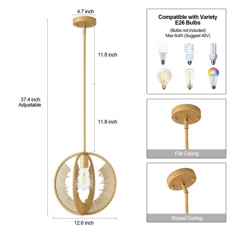 1 - Light Unique/Statement Pendant - Brushed Brass