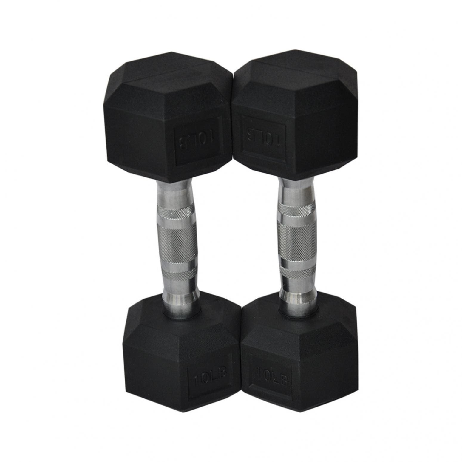 Barbell Set Of 2 Hex Rubber Dumbbell With Metal Handles Pair Of 2