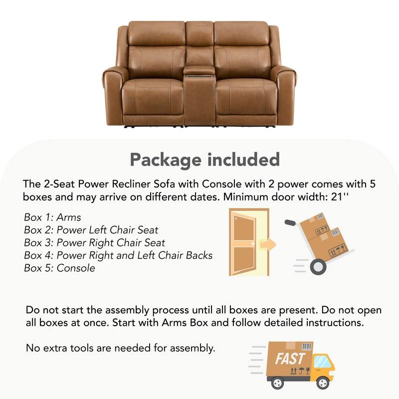Spruce & Spring Leo Power Wall Hugger Reclining Sofa with Multi-Function Console