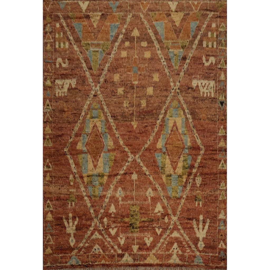 Hand Knotted Oriental 100% Wool Carpet Modern Tribal Oranges & Rust Moroccan Area Rug - 16' 4'' X 13' 3''