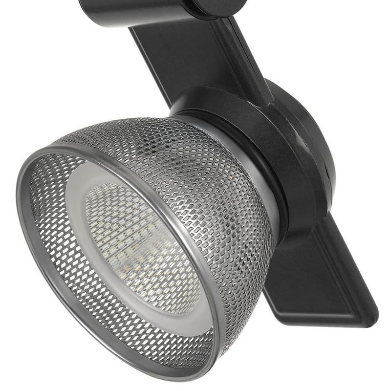12W Integrated LED Metal Track Fixture with Mesh Head, Black and Silver