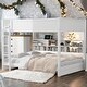 preview thumbnail 1 of 32, Queen over Queen Bunks Platform Bed with Storage Cabinets and USB Ports White Color