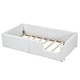 preview thumbnail 10 of 10, Twin Size Upholstered Platform Bed with Guardrail, Comfortable Design Kids Bed Frame with Charging Station for Bedroom, White